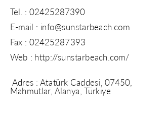 Sunstar Beach Hotel iletiim bilgileri
